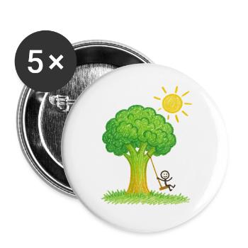 Broccoli Tree Swingin’ Days - Buttons large 2.2''/56 mm (5-pack) - white - Front