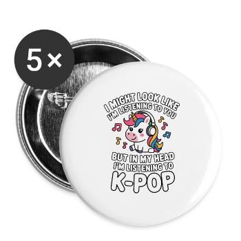 K-Pop Drôle Corée Musique Anime - Lot de 5 grands badges (56 mm) - blanc - Devant