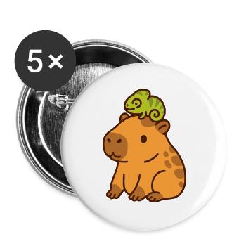 Capybara et caméléon – Amis pour la vie 🦎🦫 - Lot de 5 grands badges (56 mm) - blanc - Devant