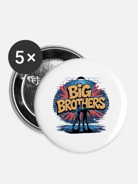 Big Brothers Graffiti Duo - Buttons groß 56 mm (5er Pack) - Weiß