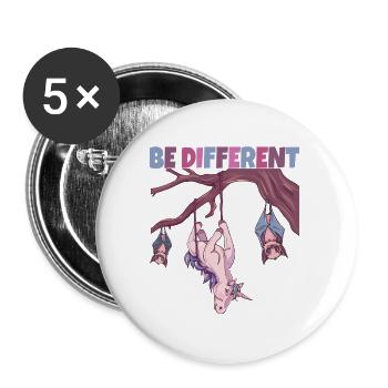 Be Different Einhorn - Buttons groß 56 mm (5er Pack) - Weiß - Vorne