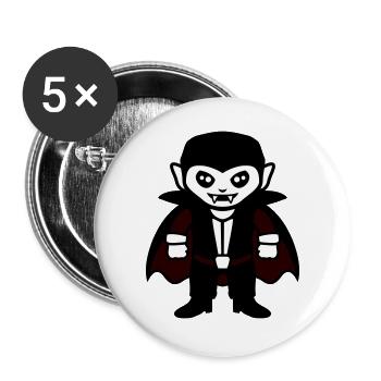 Süßer Vampir böses Dracula Kostüm für Halloween - Buttons groß 56 mm (5er Pack) - Weiß - Vorne