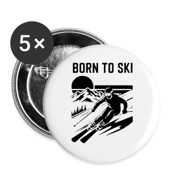 Skiing Born To Ski Quote - Buttons large 2.2''/56 mm (5-pack) - white - Front