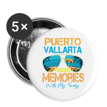 Puerto Vallarta schafft Erinnerungen - Buttons groß 56 mm (5er Pack) - Weiß - Vorne