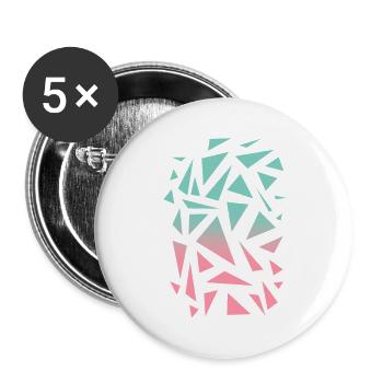 Motif triangulaire - Turquoise Pink - Lot de 5 grands badges (56 mm) - blanc - Devant