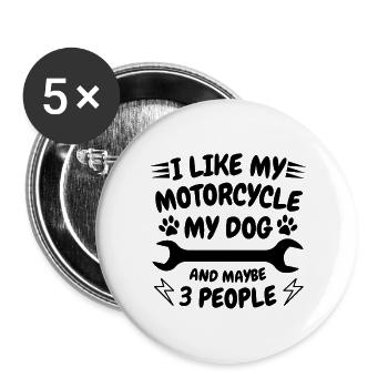 Motorcycle Dog Humor Motorcycling - Buttons large 2.2''/56 mm (5-pack) - white - Front
