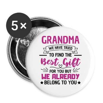Süße Oma Sagt Großmutter Liebe - Buttons groß 56 mm (5er Pack) - Weiß - Vorne