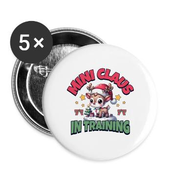 Winterliches Rentier Geschenk für Familie - Buttons groß 56 mm (5er Pack) - Weiß - Vorne