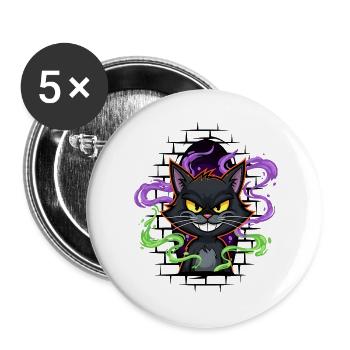 Graffiti Cat Neon - Buttons large 2.2''/56 mm (5-pack) - white - Front