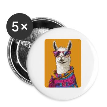 Lama - Buttons groß 56 mm (5er Pack) - Weiß - Vorne