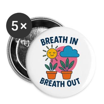 Souffle Soleil Plantes Motif - Lot de 5 grands badges (56 mm) - blanc - Devant