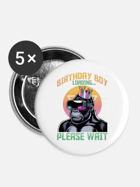Birthday Gamer VR - Buttons groß 56 mm (5er Pack) - Weiß