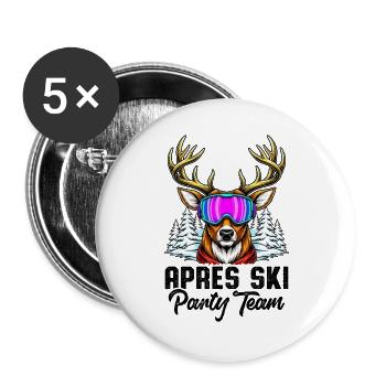 Après Ski Party Team - Buttons large 2.2''/56 mm (5-pack) - white - Front
