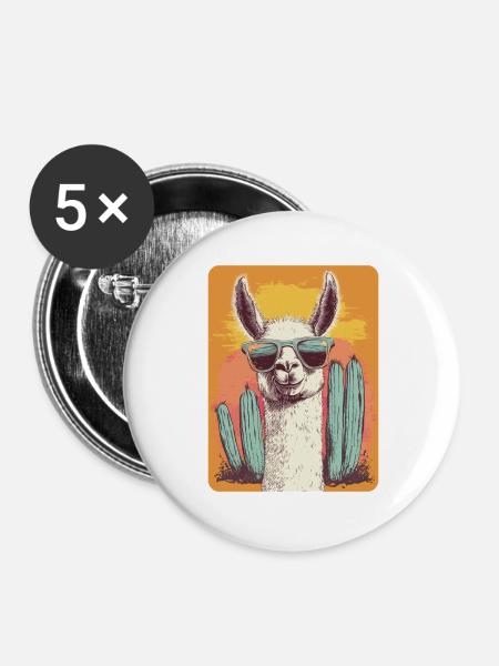 Lama - Buttons groß 56 mm (5er Pack) - Weiß