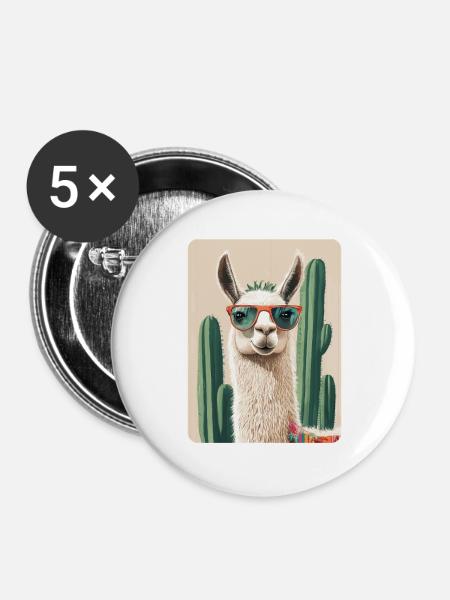 Lama - Buttons groß 56 mm (5er Pack) - Weiß