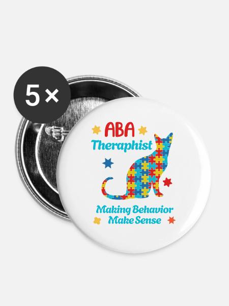 Autismus Team: Gemeinsam Stark - Buttons groß 56 mm (5er Pack) - Weiß