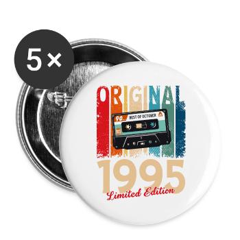 30th Birthday Cassette October Year 1995 - Buttons large 2.2''/56 mm (5-pack) - white - Front