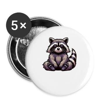 Talk to the Paw Waschbär Waschbären Raccoon - Buttons large 2.2''/56 mm (5-pack) - white - Front