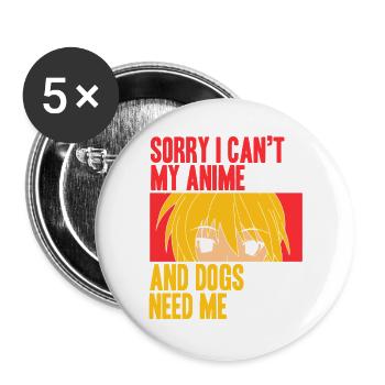 Anime Manga Otaku Kawaii Japan Cosplay Comic - Buttons groß 56 mm (5er Pack) - Weiß - Vorne