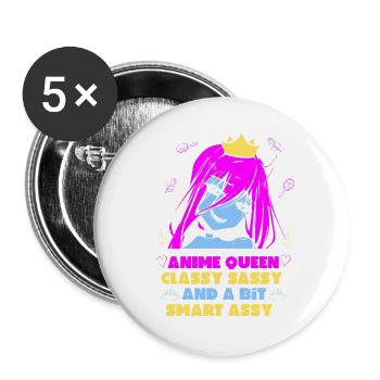 Anime Queen Manga Otaku Kawaii Japon Cosplay Bande dessinée - Lot de 5 grands badges (56 mm) - blanc - Devant