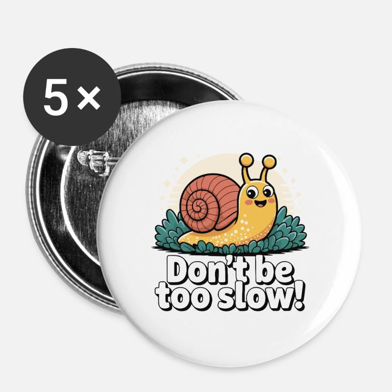 Langsamer und stetiger Schneckenjubel - Buttons groß 56 mm (5er Pack) - Weiß