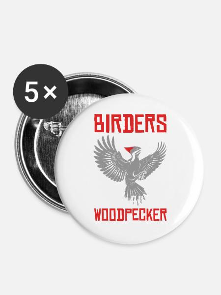 Elfenbein Specht Vogelbeobachter - Buttons groß 56 mm (5er Pack) - Weiß