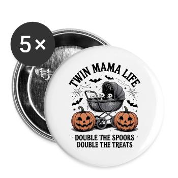 Twin Mama Life Doppelte Die Gruselleckereien Halloween - Buttons groß 56 mm (5er Pack) - Weiß - Vorne