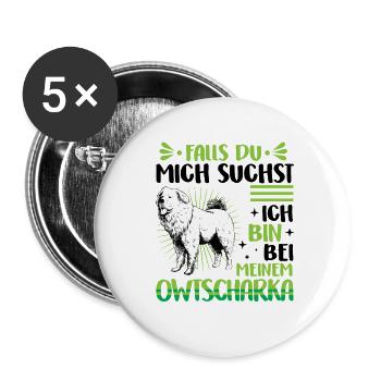 I'm with my Caucasian Ovcharka - Buttons large 2.2''/56 mm (5-pack) - white - Front