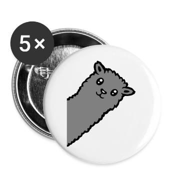 Gray Alpaca Llama Head Curious Funny Look - Buttons large 2.2''/56 mm (5-pack) - white - Front
