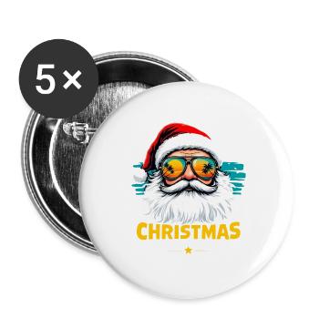 Weihnachten Am Strand Christmas At The Beach - Buttons groß 56 mm (5er Pack) - Weiß - Vorne