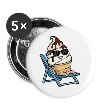 Chillende ijscreme op strandstoel - Buttons large 2.2''/56 mm (5-pack) - white - Front