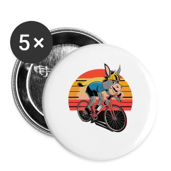 Lustiger Esel Radfahrer Sonnenuntergang - Buttons groß 56 mm (5er Pack) - Weiß - Vorne