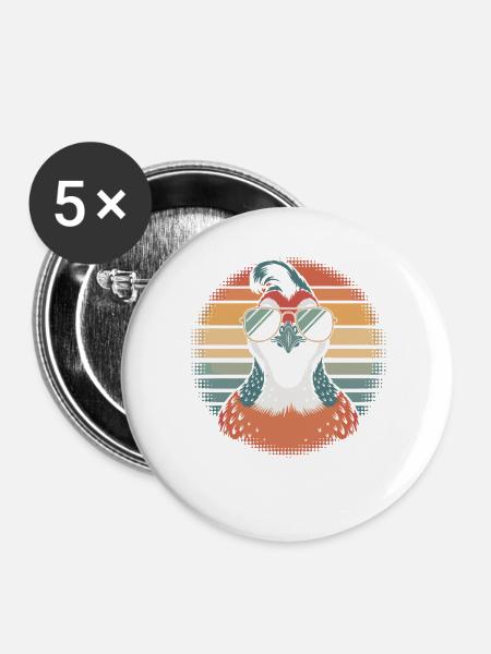 Wachtel Flüsterer - Buttons groß 56 mm (5er Pack) - Weiß