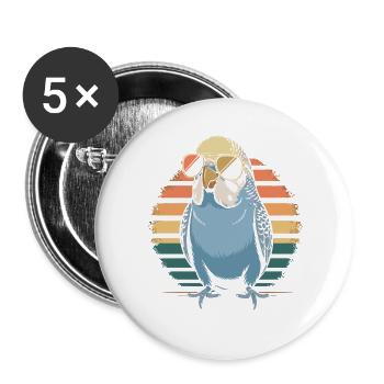 Colorful budgie - Buttons large 2.2''/56 mm (5-pack) - white - Front