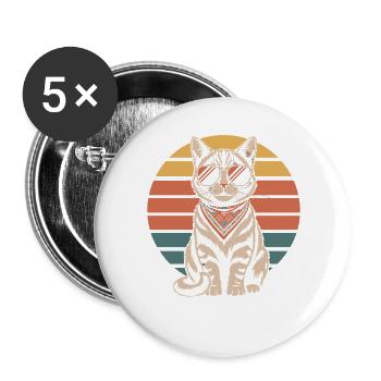 Cat Colorful - Buttons large 2.2''/56 mm (5-pack) - white - Front