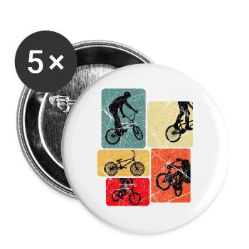 Bmx Rider Vintage Retro Hobby Sport Bicycle - Buttons large 2.2''/56 mm (5-pack) - white - Front