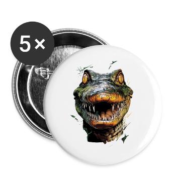 Caiman Crocodile Alligator Reptiles Crocodile Caimans - Buttons large 2.2''/56 mm (5-pack) - white - Front