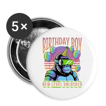 Birthday Gamer VR - Buttons groß 56 mm (5er Pack) - Weiß - Vorne