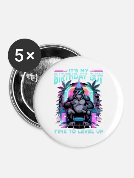 Birthday Gamer VR - Buttons groß 56 mm (5er Pack) - Weiß
