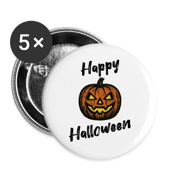 Grunge Kürbis – Happy Halloween Shirt - Buttons groß 56 mm (5er Pack) - Weiß - Vorne