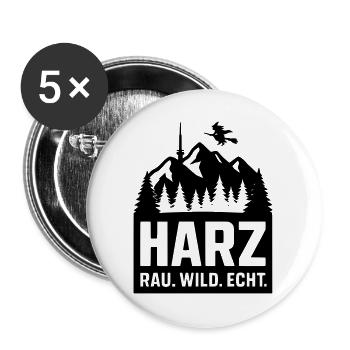 harz wild rau echt - Buttons groß 56 mm (5er Pack) - Weiß - Vorne