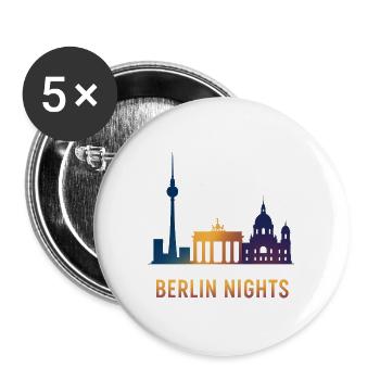 Berlin Nights Skyline - Buttons large 2.2''/56 mm (5-pack) - white - Front