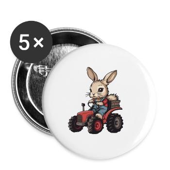 Éleveur de tracteurs de lapin - Lot de 5 grands badges (56 mm) - blanc - Devant