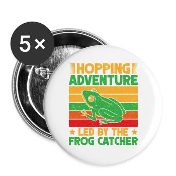 Frog Catcher Hopping Adventure Frog - Buttons groß 56 mm (5er Pack) - Weiß - Vorne