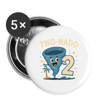TWO NADO 2 Birthday Party Gift - Buttons groß 56 mm (5er Pack) - Weiß - Vorne