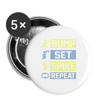 Bump Set Spike Repeat Volleyball - Buttons large 2.2''/56 mm (5-pack) - white - Front