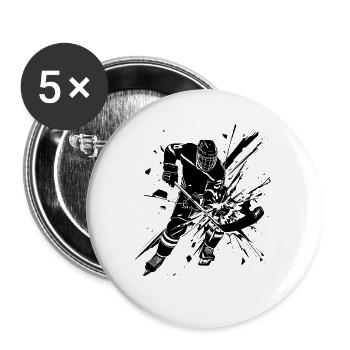 Hockey Player Art - Buttons large 2.2''/56 mm (5-pack) - white - Front