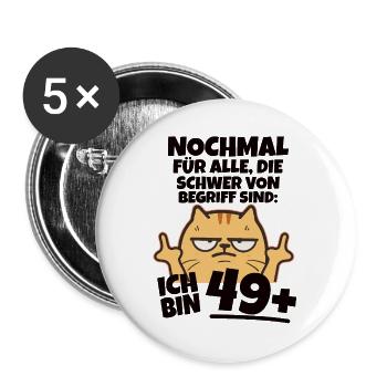 I'm 49 plus middle finger - Buttons large 2.2''/56 mm (5-pack) - white - Front