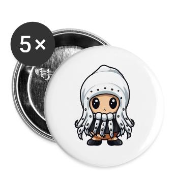 Octopus Winter Animal Baby Comic - Buttons large 2.2''/56 mm (5-pack) - white - Front