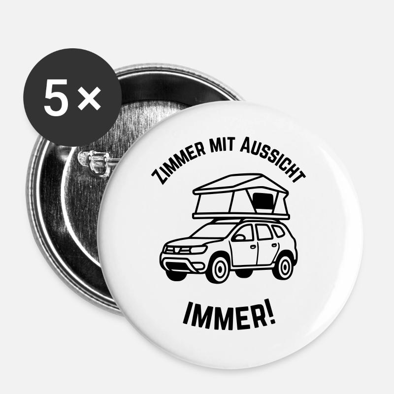 Dachzelt mit Aussicht - Buttons groß 56 mm (5er Pack) - Weiß